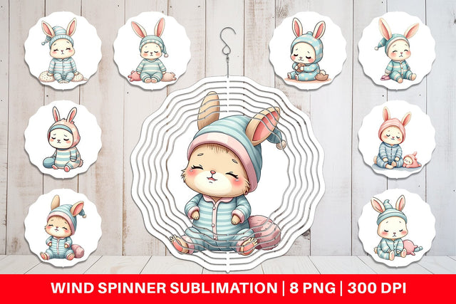 Wind Spinner Sleepy Rabbit Sublimation artnoy 