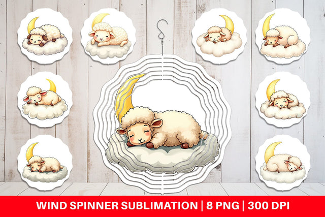 Wind Spinner Sleepy Sheep Cloud Sublimation artnoy 
