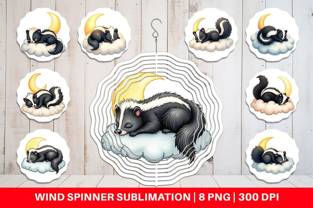 Wind Spinner Sleepy Skunk Cloud Sublimation artnoy 