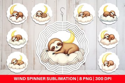Wind Spinner Sleepy Sloth Cloud Sublimation artnoy 