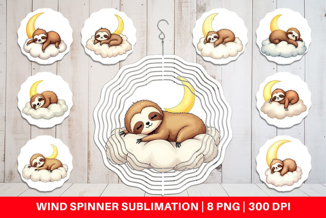 Wind Spinner Sleepy Sloth Cloud Sublimation artnoy 