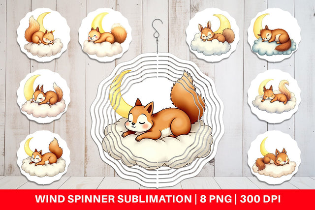 Wind Spinner Sleepy Squirrel Cloud Sublimation artnoy 