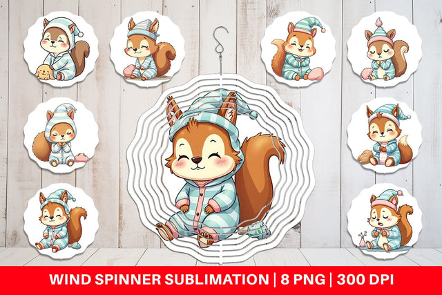 Wind Spinner Sleepy Squirrel Sublimation artnoy 