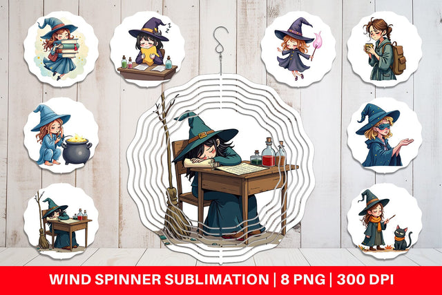 Wind Spinner Sleepy Witch Intern Sublimation artnoy 