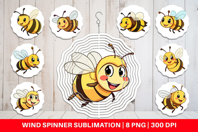 Wind Spinner Smiling Bee Sublimation artnoy 
