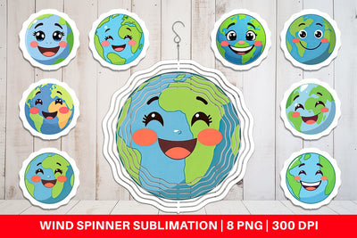 Wind Spinner Smiling Earth Sublimation artnoy 
