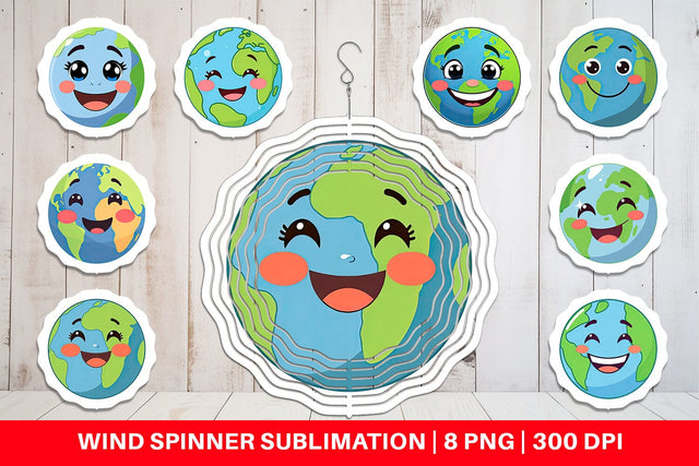 Wind Spinner Smiling Earth Sublimation artnoy 