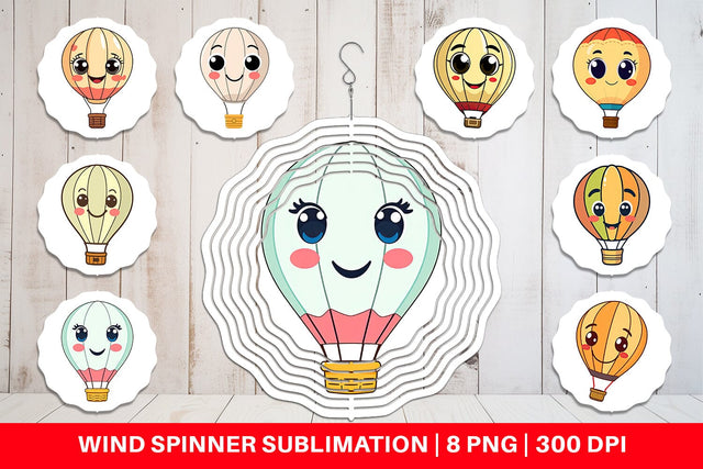 Wind Spinner Smiling Hot Air Balloon Sublimation artnoy 