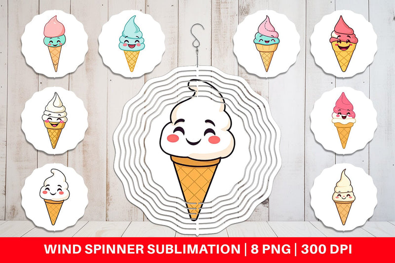 Wind Spinner Smiling Ice Cream Sublimation artnoy 