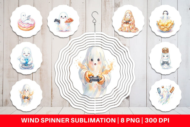 Wind Spinner Snack Time Gamer Ghost Sublimation artnoy 