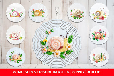 Wind Spinner Snail Embroidery Sublimation artnoy 