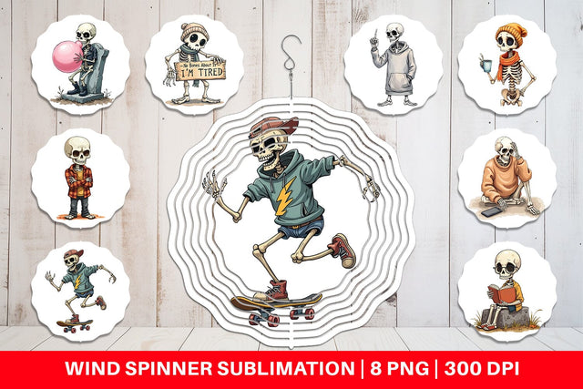 Wind Spinner Snarky Skeleton Sublimation artnoy 