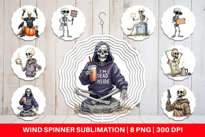 Wind Spinner Snarky Skeleton Sublimation artnoy 