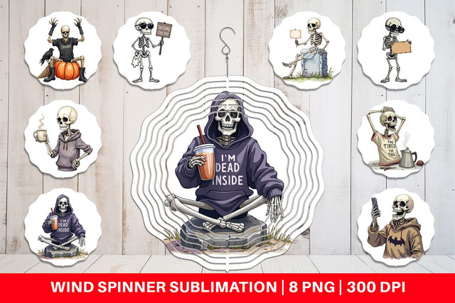 Wind Spinner Snarky Skeleton Sublimation artnoy 