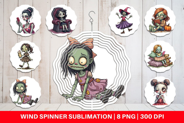 Wind Spinner Snarky Zombie Doll Sublimation artnoy 