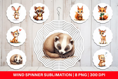 Wind Spinner Snow Buddies Watercolor Sublimation artnoy 