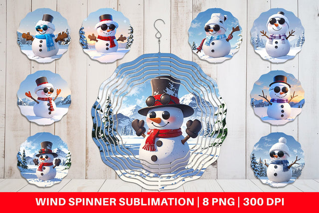 Wind Spinner Snowman Christmas Sublimation artnoy 
