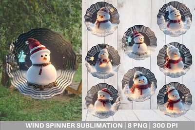 Wind Spinner Snowman Christmask Sublimation artnoy 