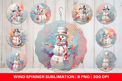 Wind Spinner Snowman Painting Sublimation artnoy 