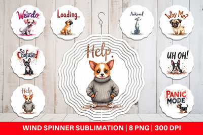 Wind Spinner Socially Awkward Dog Watercolor Sublimation artnoy 