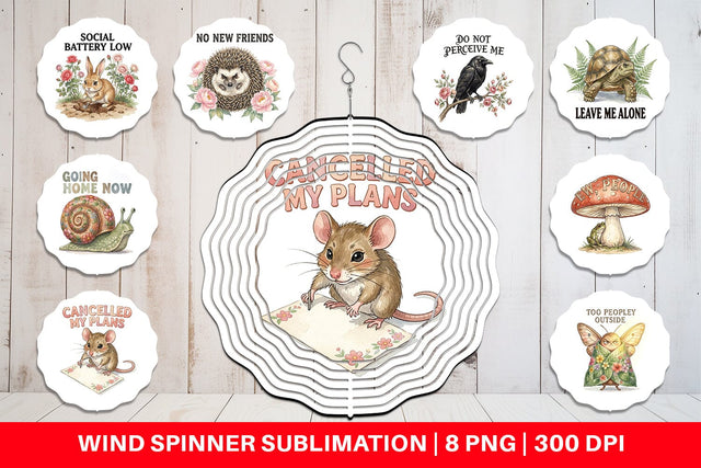 Wind Spinner Socially Exhausted Introvert Botanicals Sublimation artnoy 
