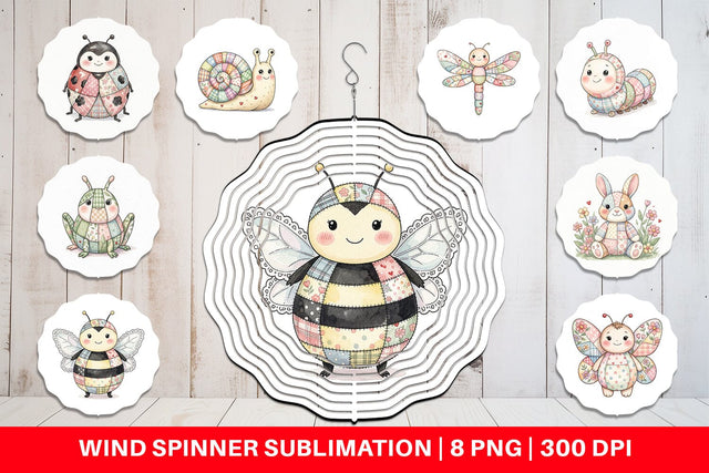 Wind Spinner Soft Garden Patchwork Watercolor Sublimation artnoy 