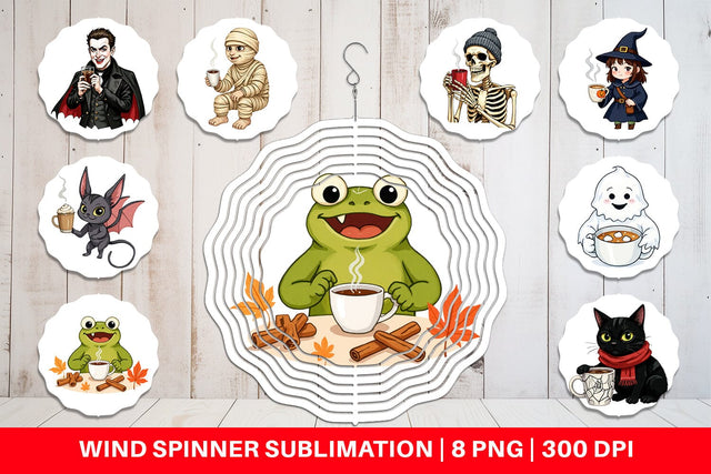 Wind Spinner Spooky Coffee Sips Sublimation artnoy 