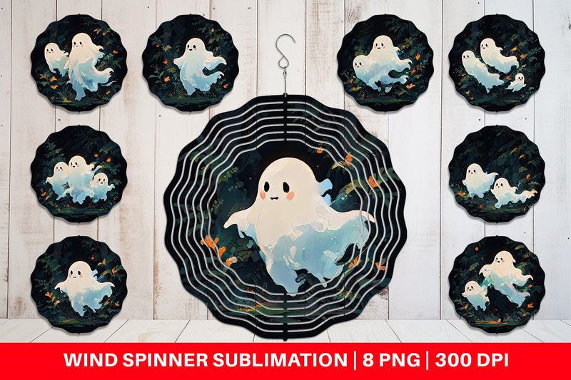 Wind Spinner Spooky Halloween Ghosts Sublimation artnoy 