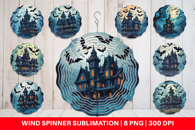 Wind Spinner Spooky Haunted House Sublimation artnoy 