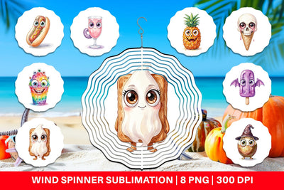 Wind Spinner Spooky Summer Snack Watercolor Sublimation artnoy 
