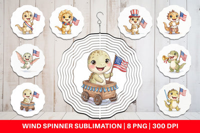 Wind Spinner Spotted July 4th Parade Dino Sublimation artnoy 