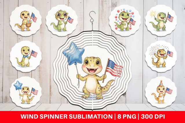Wind Spinner Spotted Starry Dino Watercolor Sublimation artnoy 