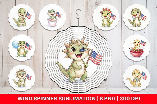 Wind Spinner Spotted Summer Treats Dino Watercolor Sublimation artnoy 