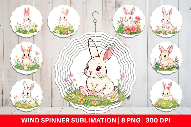 Wind Spinner Spring Bunny Sublimation artnoy 