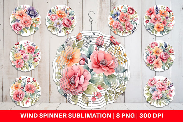 Wind Spinner Spring Flowers Bouquet Sublimation artnoy 