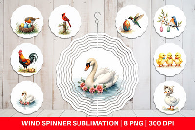 Wind Spinner Spring Garden Birds Sublimation artnoy 