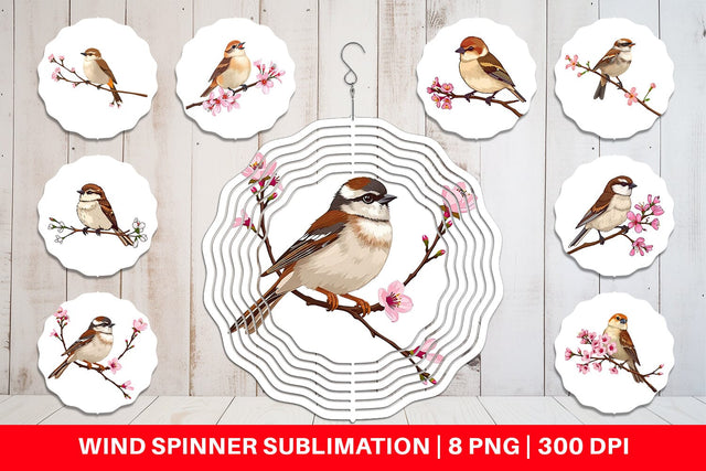 Wind Spinner Spring Sparrow Sublimation artnoy 