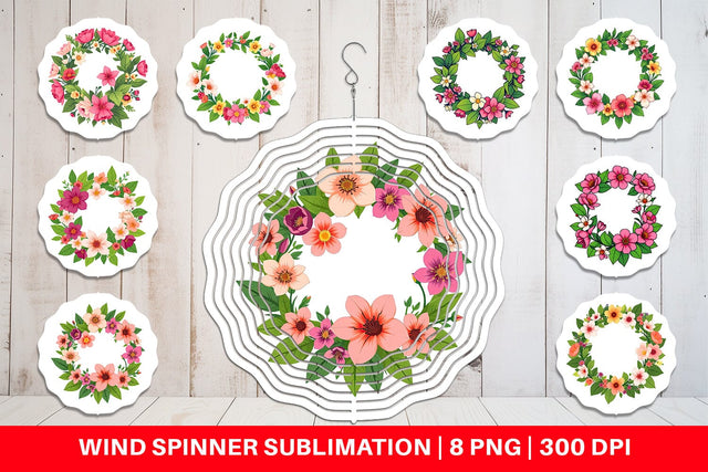 Wind Spinner Spring Wreath Sublimation artnoy 