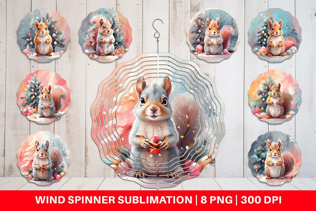 Wind Spinner Squirrel Christmas Sublimation artnoy 