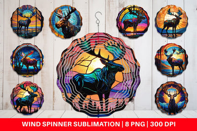 Wind Spinner Stained Glass Deer Sublimation artnoy 