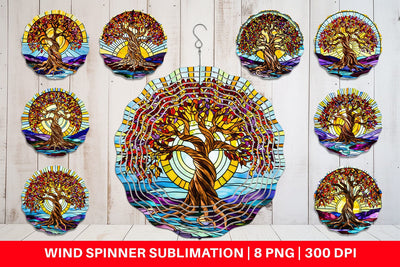 Wind Spinner Stained Glass Tree Sublimation artnoy 
