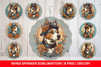 Wind Spinner Steampunk Dog Sublimation artnoy 