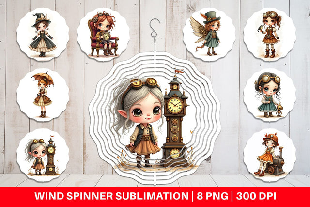 Wind Spinner Steampunk Dolls Sublimation artnoy 