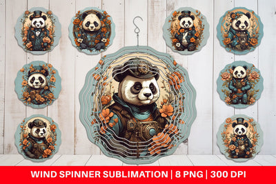 Wind Spinner Steampunk Panda Sublimation artnoy 