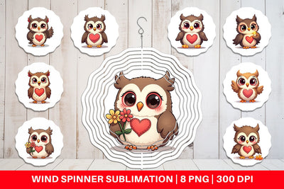 Wind Spinner Stitched Owl Poses Sublimation artnoy 