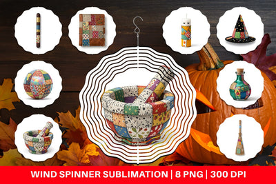 Wind Spinner Stitched Witchcraft Craft Patchwork Sublimation artnoy 