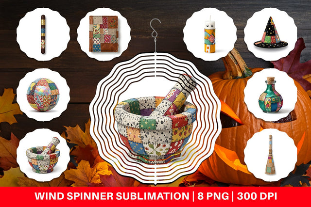 Wind Spinner Stitched Witchcraft Craft Patchwork Sublimation artnoy 