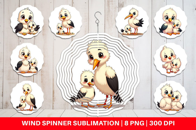 Wind Spinner Stork Mother's Day Sublimation artnoy 