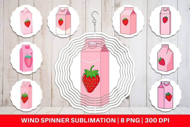 Wind Spinner Strawberry Milk Carton Sublimation artnoy 