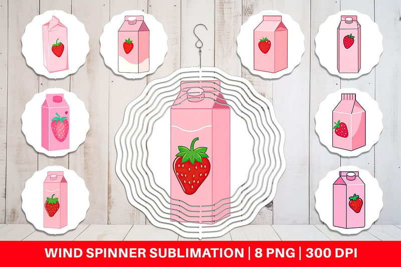 Wind Spinner Strawberry Milk Carton Sublimation artnoy 